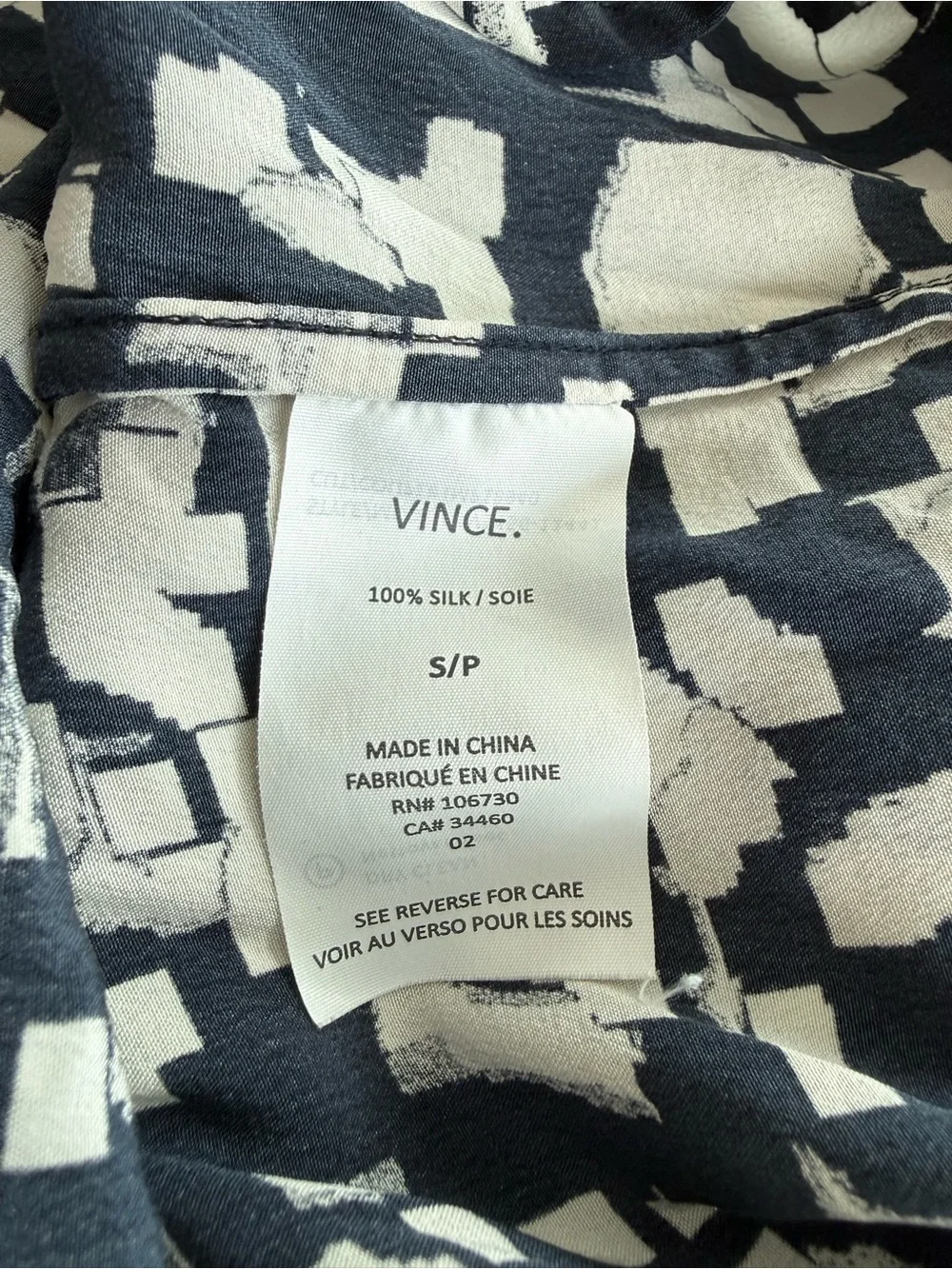 Vince 100% Silk Sleeveless Top Abstract Print Women Size M - Picture 7 of 12